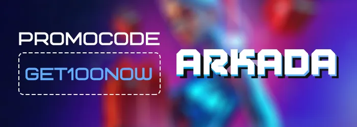 Промокод GET100NOW на бездепозитный бонус Arkada